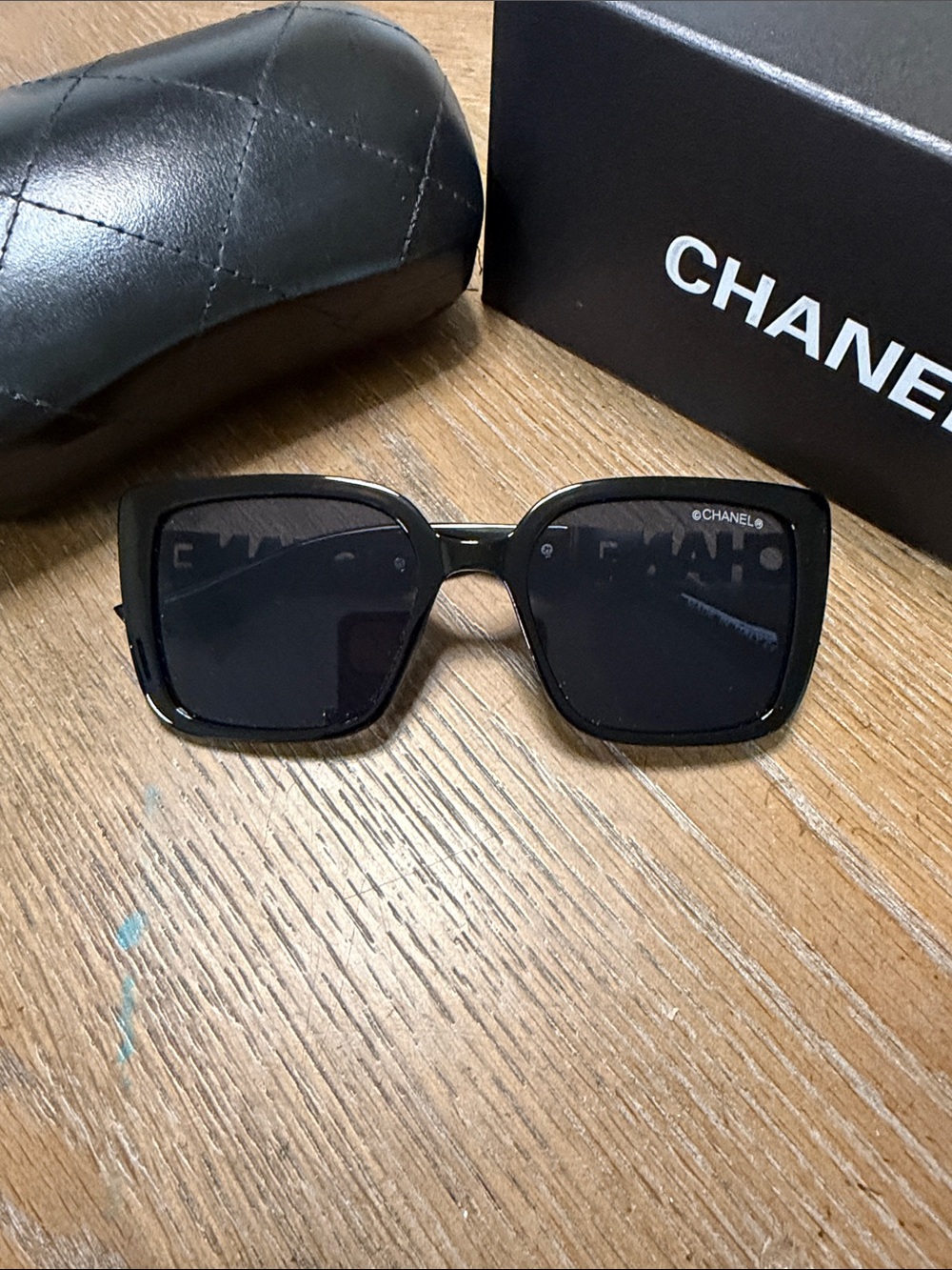 CHANEL Black Oversized Square Sunglasses